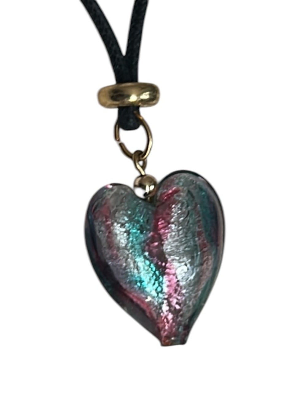 Dichroic GLASS HEART Pendant Necklace